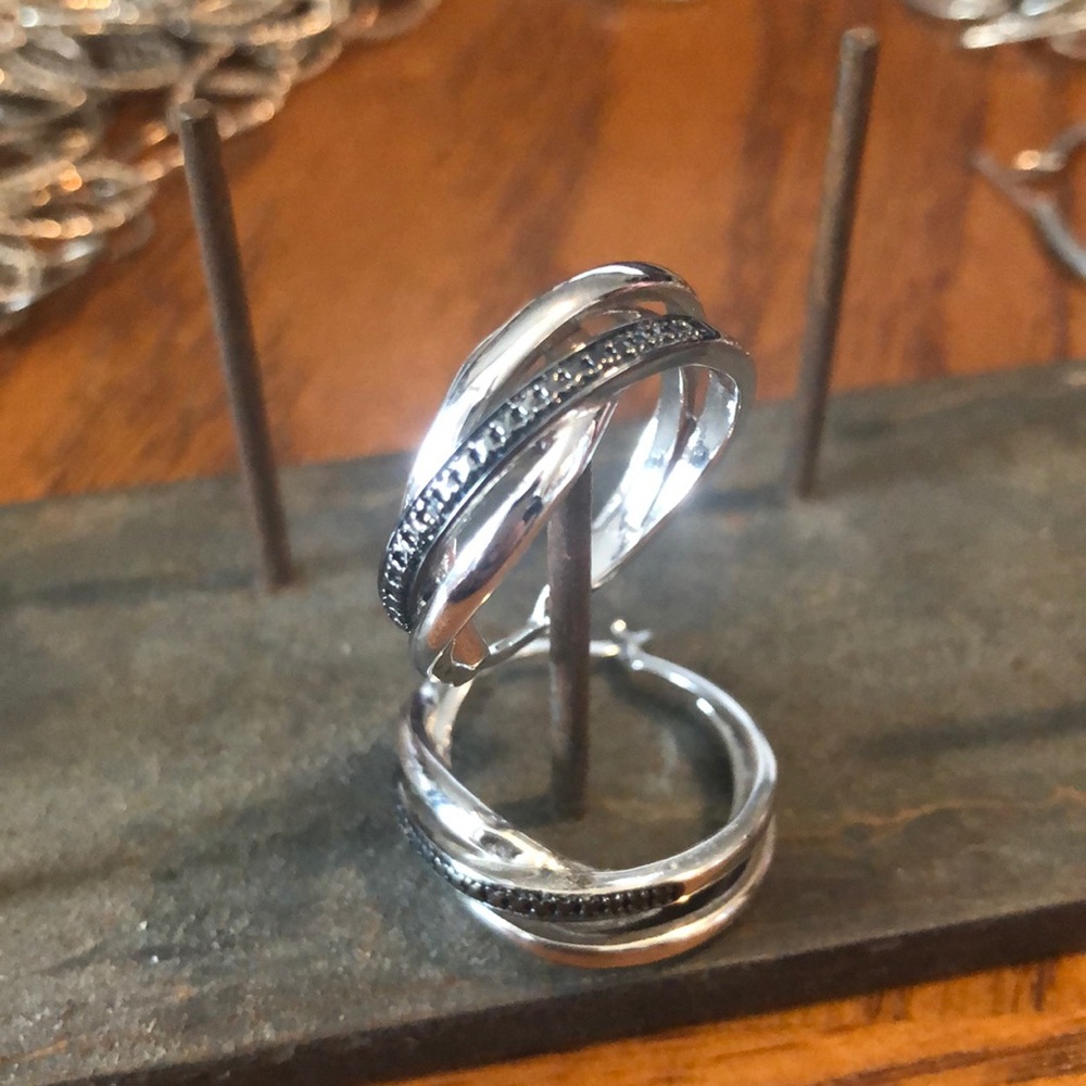Sterling & marcasite hoop earrings